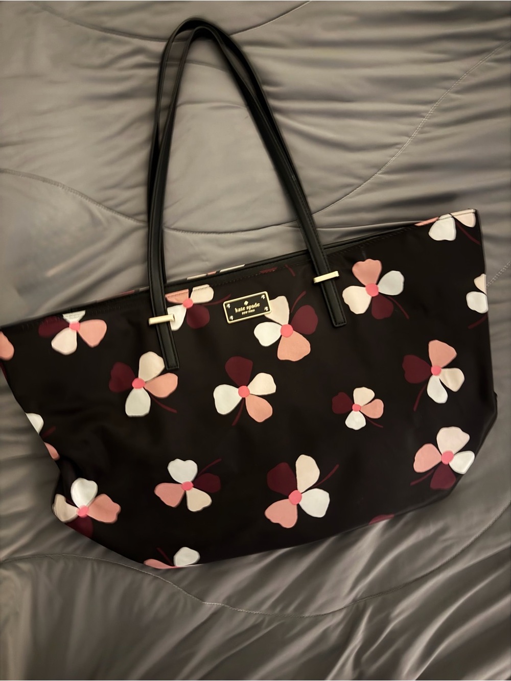 Kate Spade Black Floral Tote Bag (dawn dusk buds)
